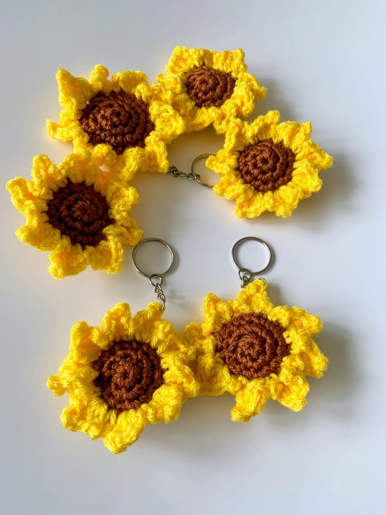 sunflowers on keyrings as decoration